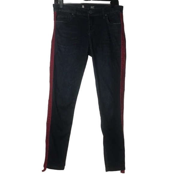 Kut Connie Medium Blue with Red Side Stripe Skinny Ankle Jeans Size 6 - Picture 14 of 16